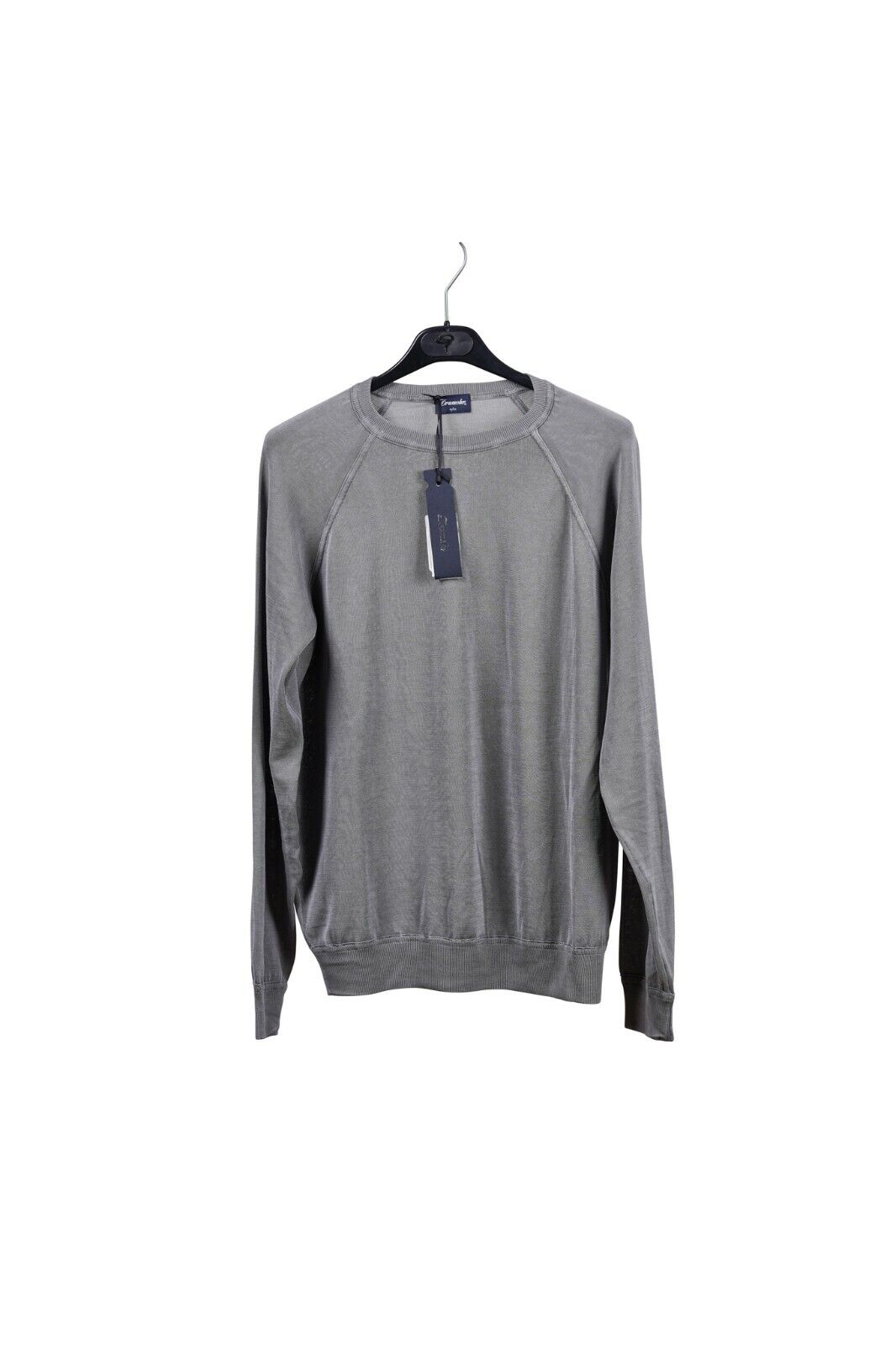 260$ Italian Luxury DRUMOHR Summer Sweater Washed Cotton Grey 36 US / 46 EU