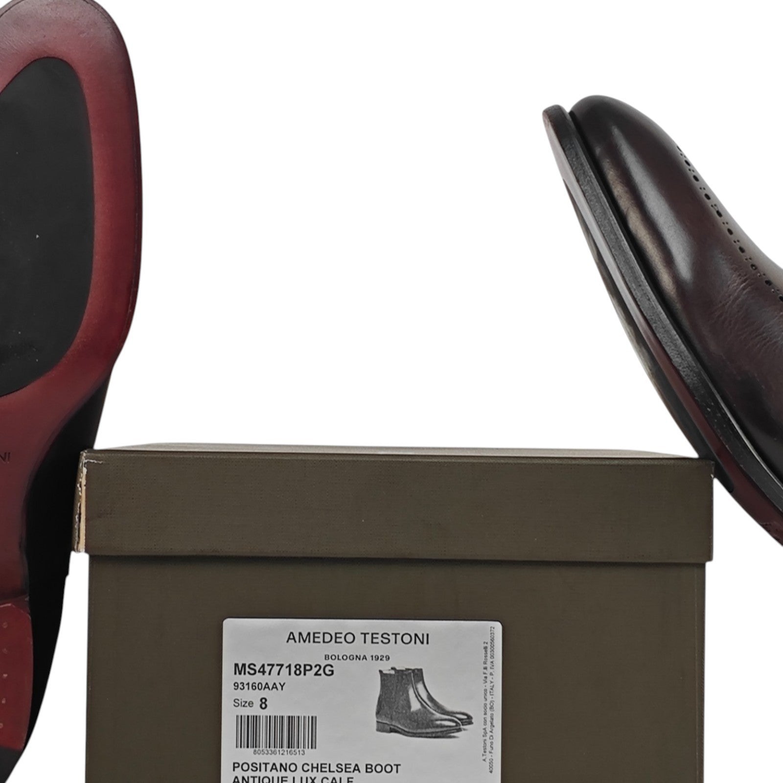 1450$ TESTONI "Positano" Brown Chelsea Boot Shoes Antiqued Calf 8 UK 9 US 42 IT