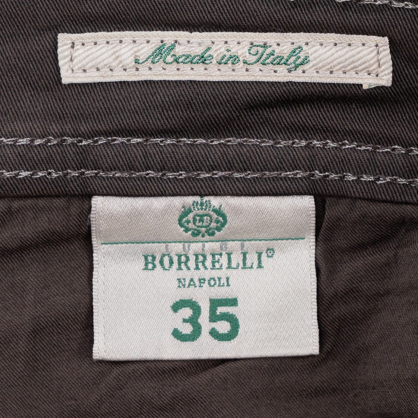 415$ LUIGI BORRELLI NAPOLI Solid Brown Denim Jeans Pant Cotton 35 US / 51 EU