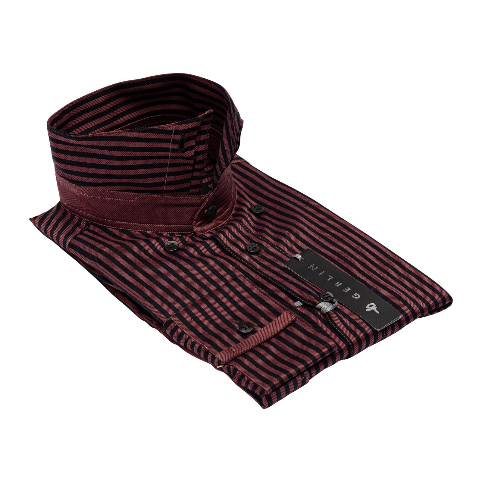 690$ LUXURY GERLIN Shirt Striped Rust ALUMO Twill Cotton 16 41 3E ZILLI
