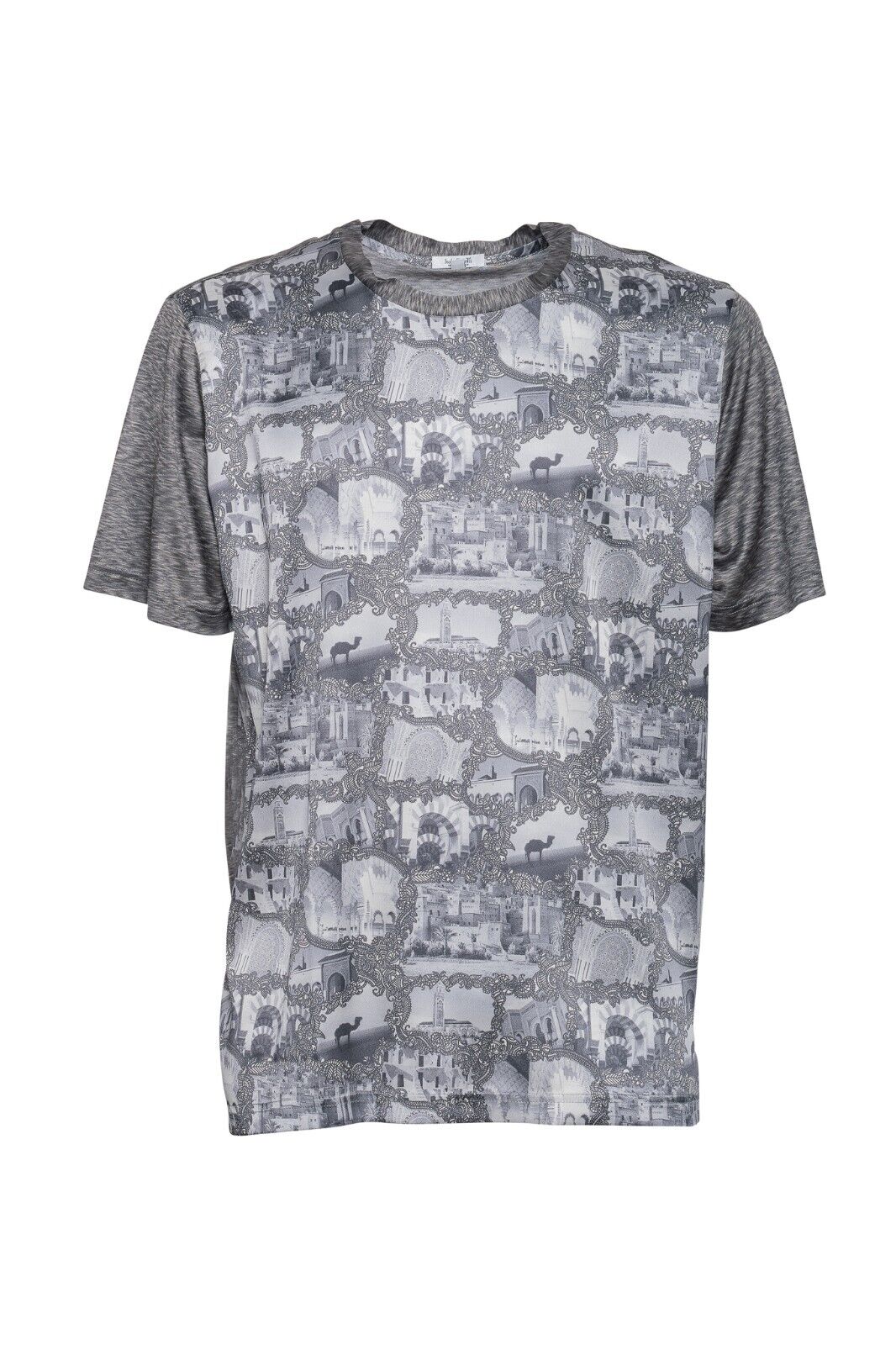 750$ ITALO FERRETTI T-Shirt Gray "MOROCCO" 100% Silk COMO STRETCH Size L BIJAN