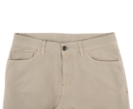 725$ ISAIA NAPOLI Beige 5 Pocket Trouser Pant Cotton Linen Regular Fit
