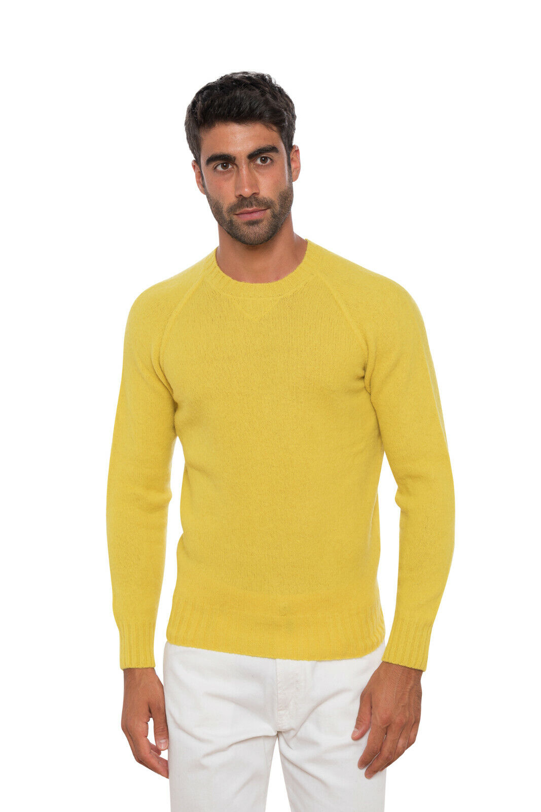 Italian Luxury Knitwear DRUMOHR Sweater Geelong Lambswool Yellow 38 US / 48 EU