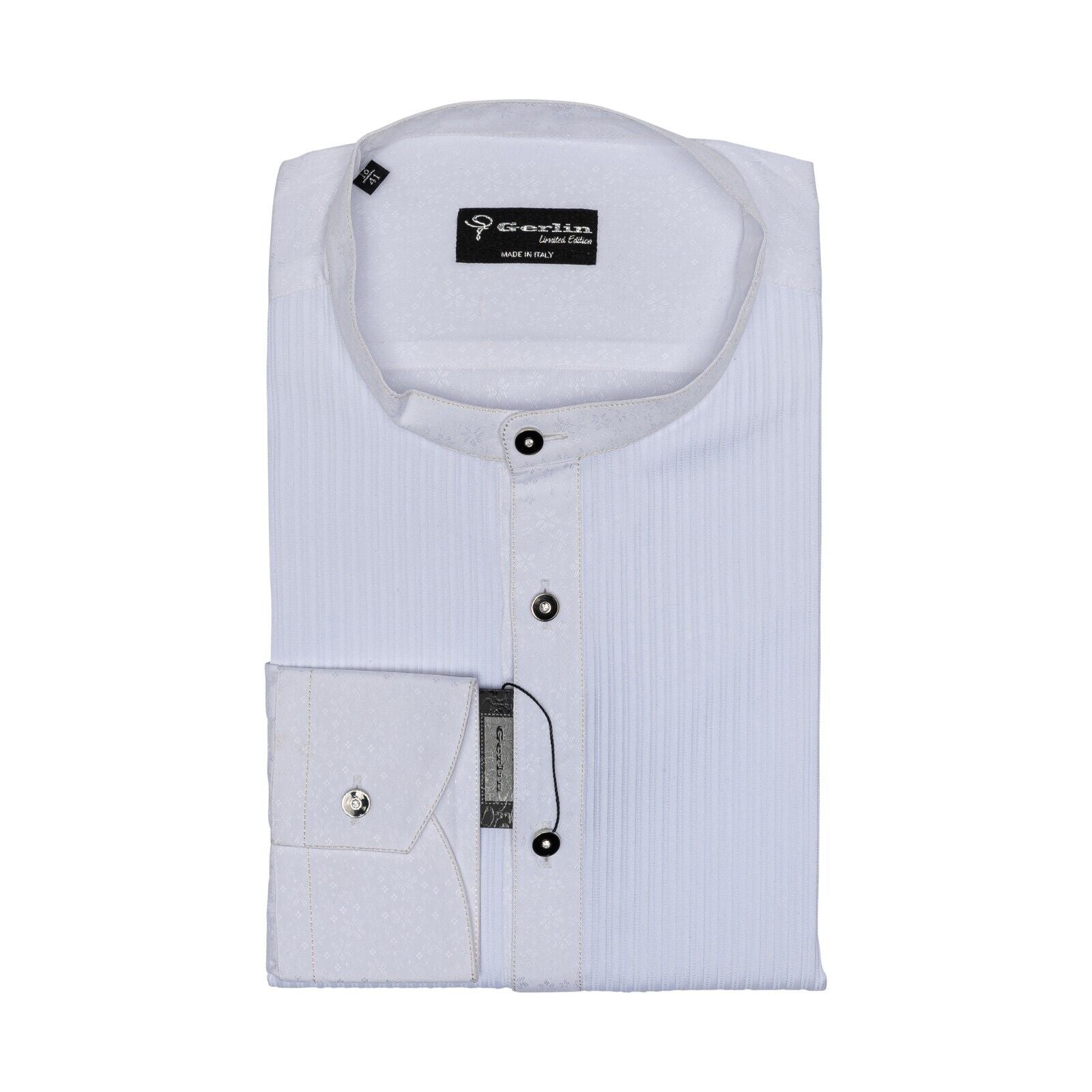 690$ LUXURY GERLIN Shirt Korean White Plissè Cotton 16 - 41 1O BIJAN