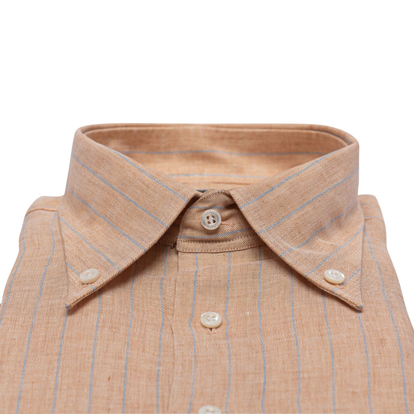 690$ LUXURY GERLIN Shirt Short Sleeve Orange 100% Irish Linen 1B