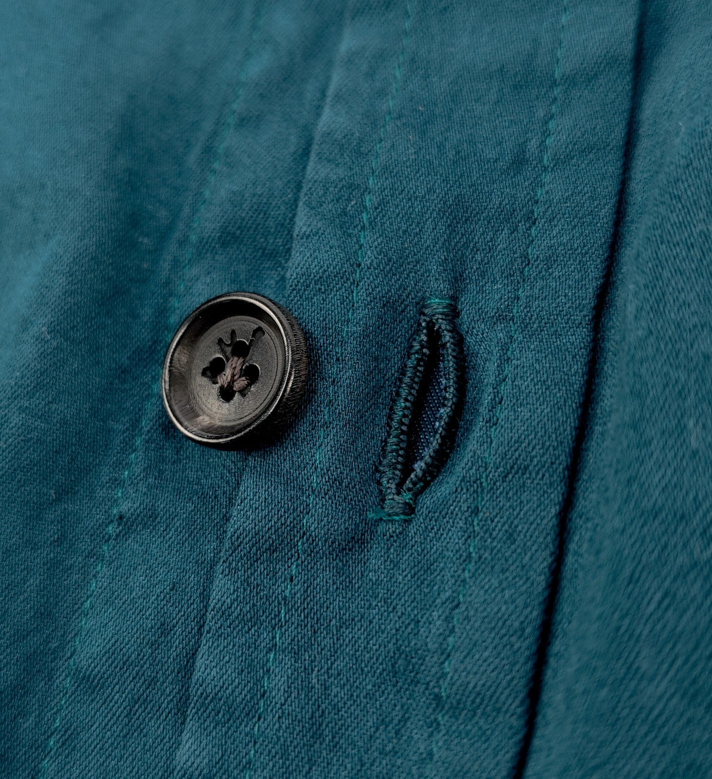 $1250 ISAIA NAPOLI Green Petroleum Hand-Sewn Overshirt Jacket Cotton - Silk