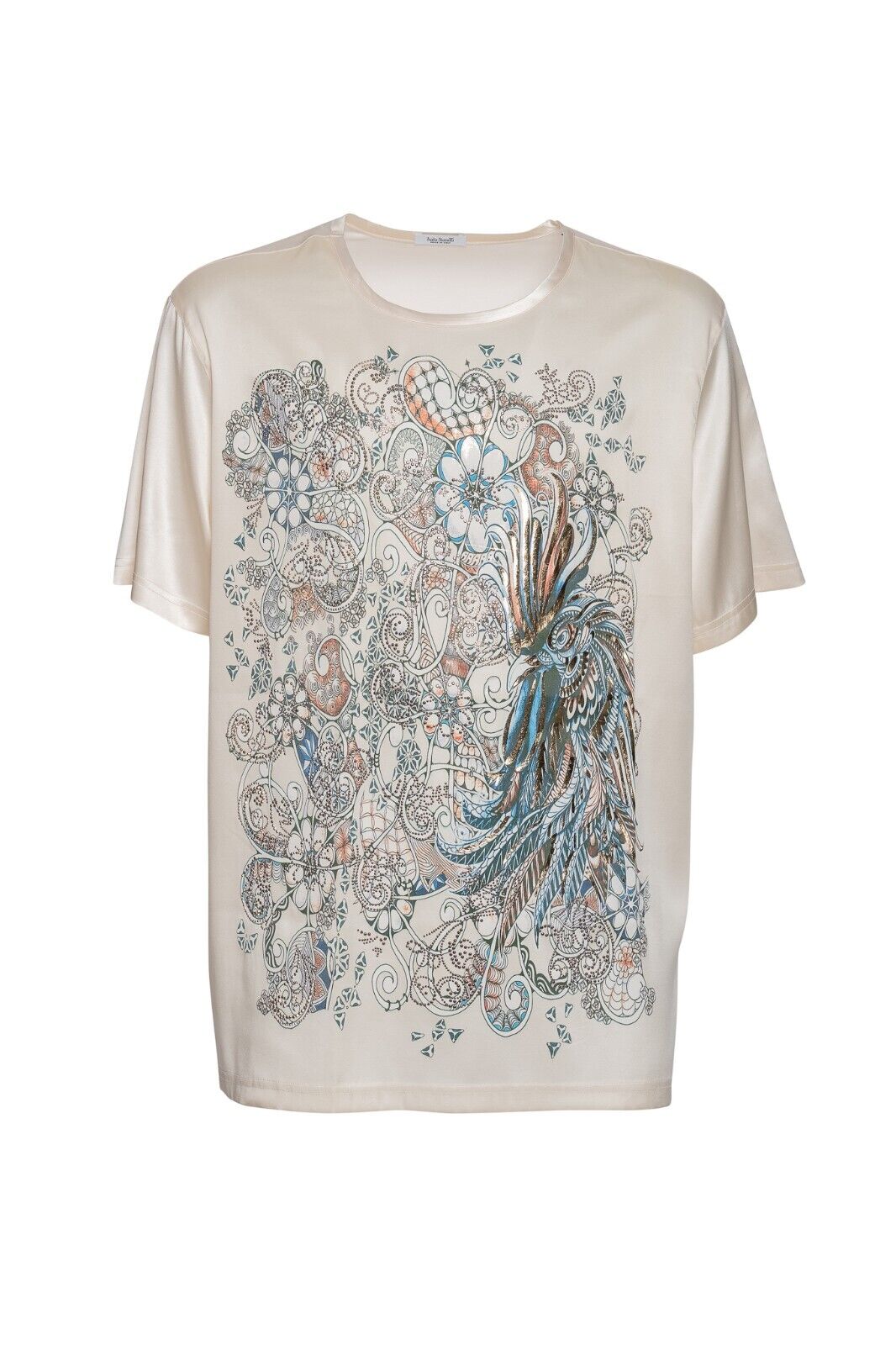 750$ ITALO FERRETTI T-Shirt "YEAR OF THE ROOSTER" 100% Silk COMO Sz XXL BIJAN