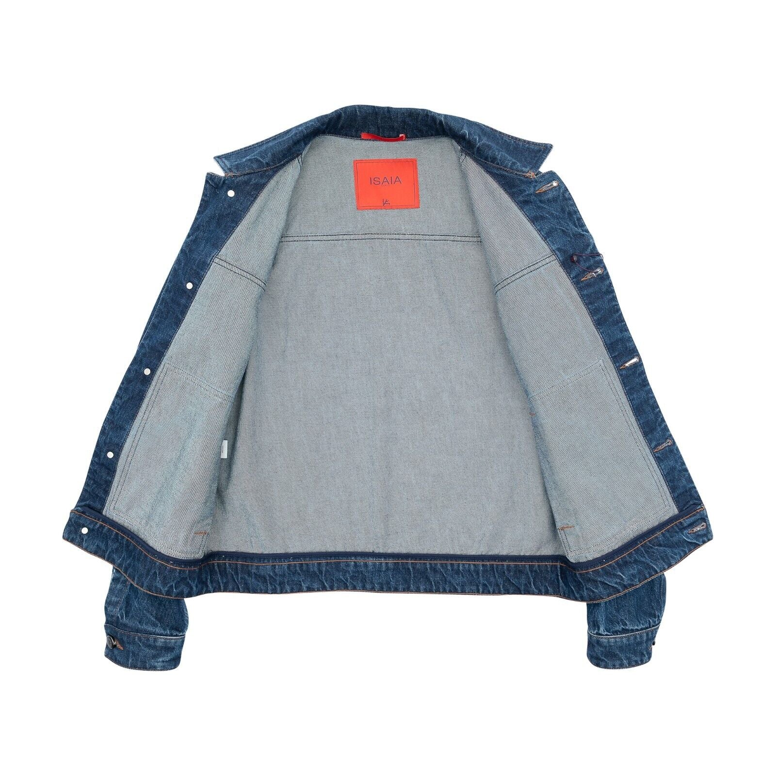 $2200 ISAIA NAPOLI Blue Trucker Jacket Cotton 38 US / 48 EU R