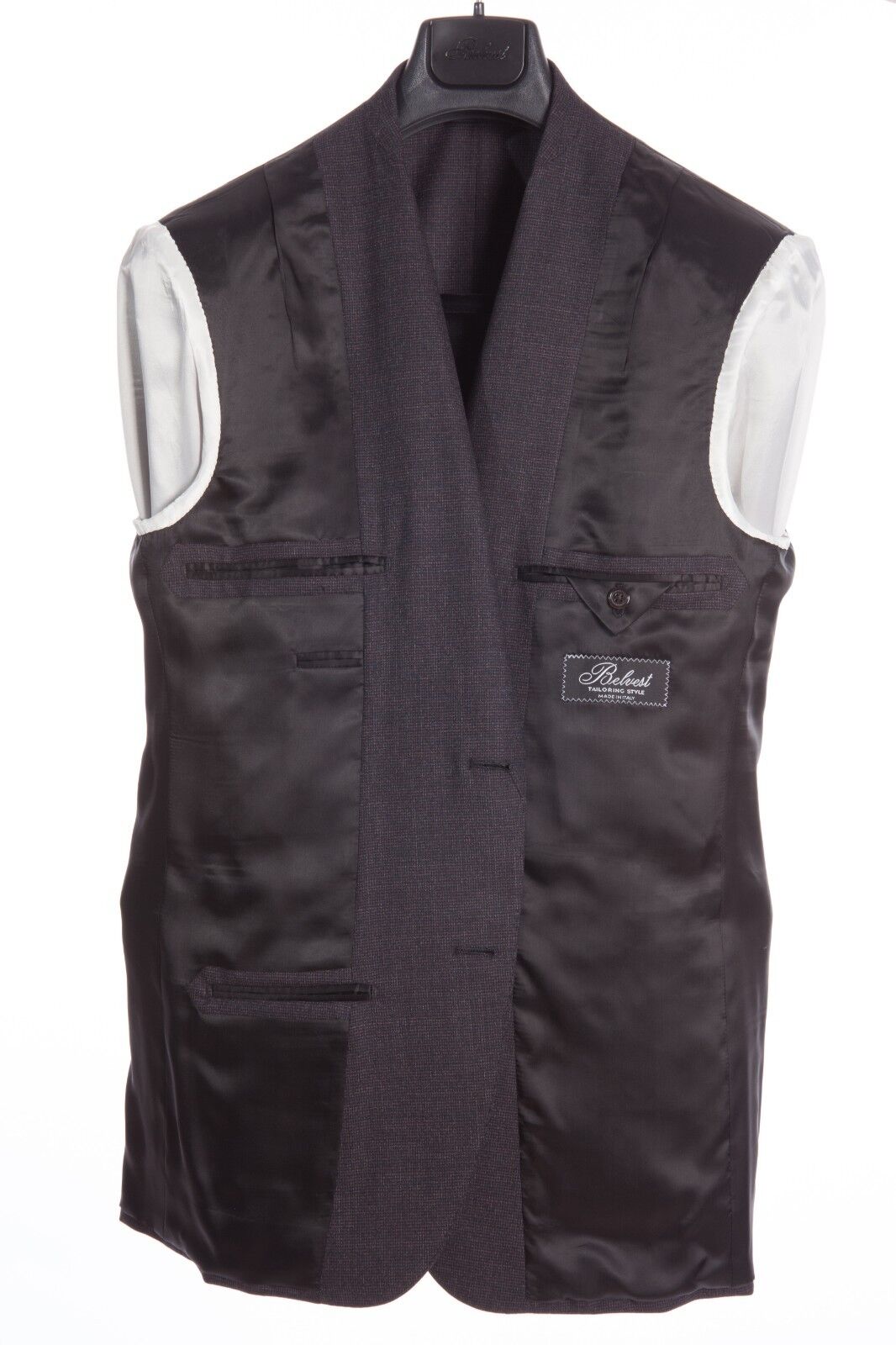 $2780 Belvest Wool Dark Gray + Magenta Suit 44 US / 54 EU  Drop 7R