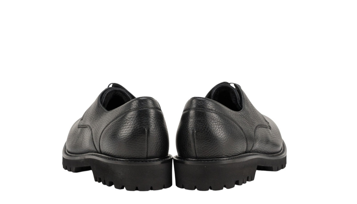 1050$ TESTONI "Custoza" Derby Deer + Fur Lining Black 8 UK / 9 US / 42 IT