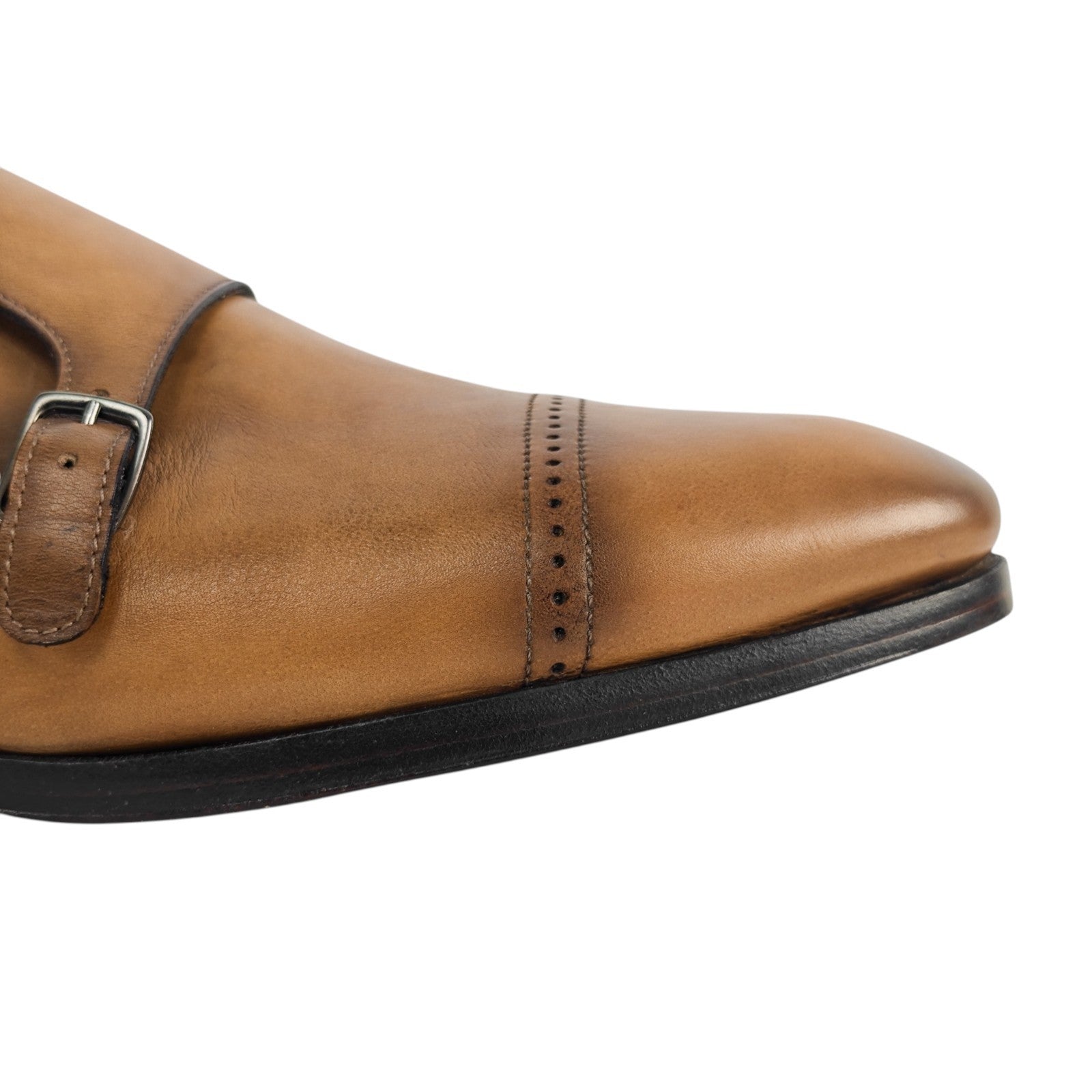 1250$ TESTONI "Positano" Double Monk Shoes Washed Calf 8 UK / 9 US / 42 IT