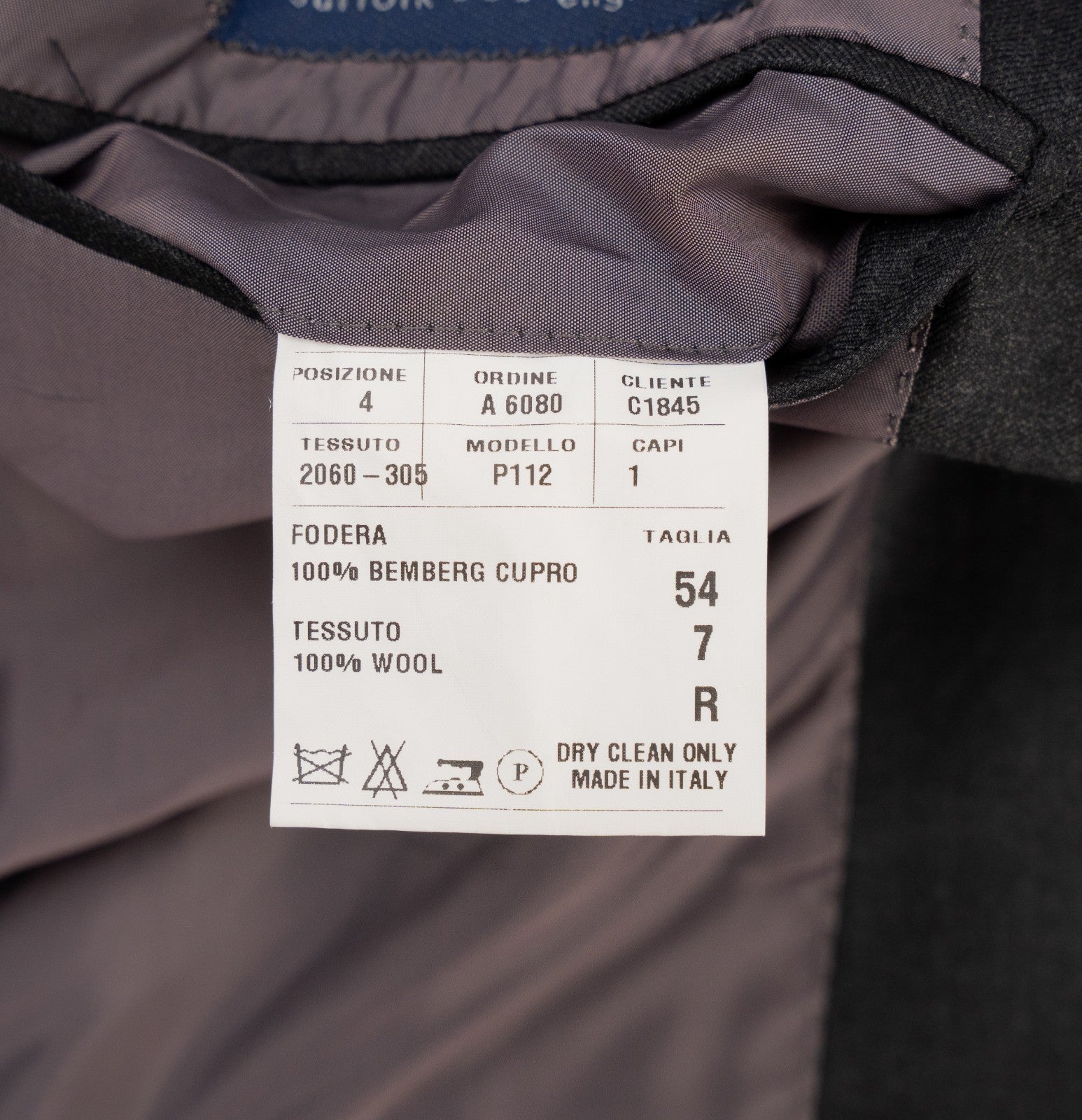 $2400 RAFFAELE CARUSO Dark Gray Suit Superfine Wool 110's 44 US 54 EU