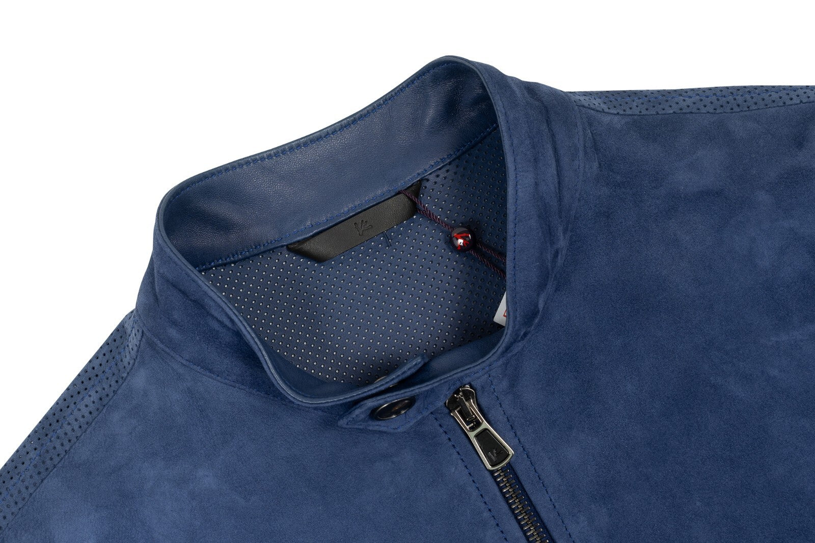 5500$ ISAIA Royal Blue Perforated Jacket Leather Suede Lambskin 38 US 48 EU