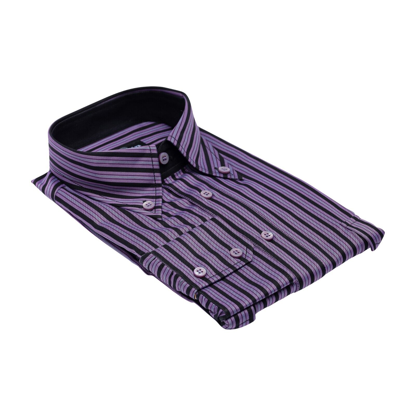 690$ LUXURY GERLIN Shirt Striped Violet Cotton 16 - 41 - 7F BIJAN