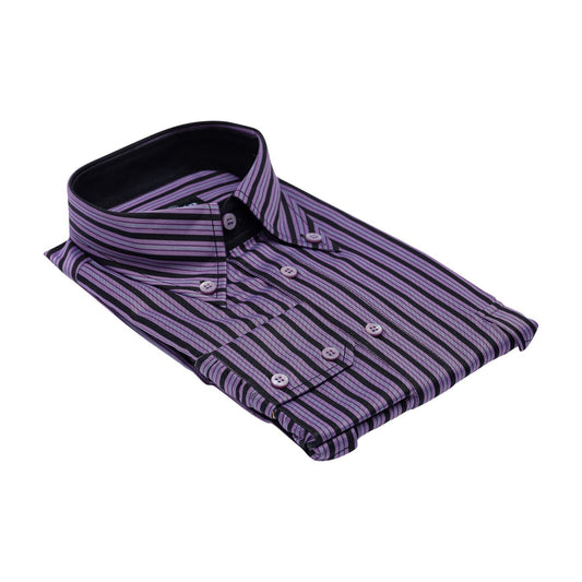 690$ LUXURY GERLIN Shirt Striped Violet Cotton 16 - 41 - 7F BIJAN