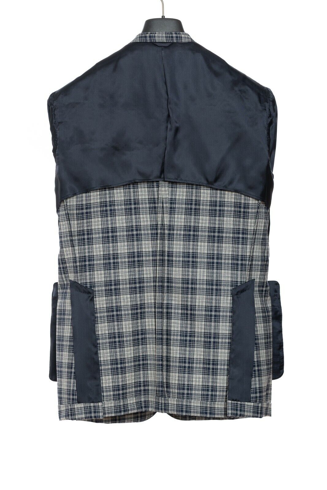 2240$ BELVEST Blue / Gray Sartorial Jacket Blazer Wool / Silk Checks Drop 8 Slim