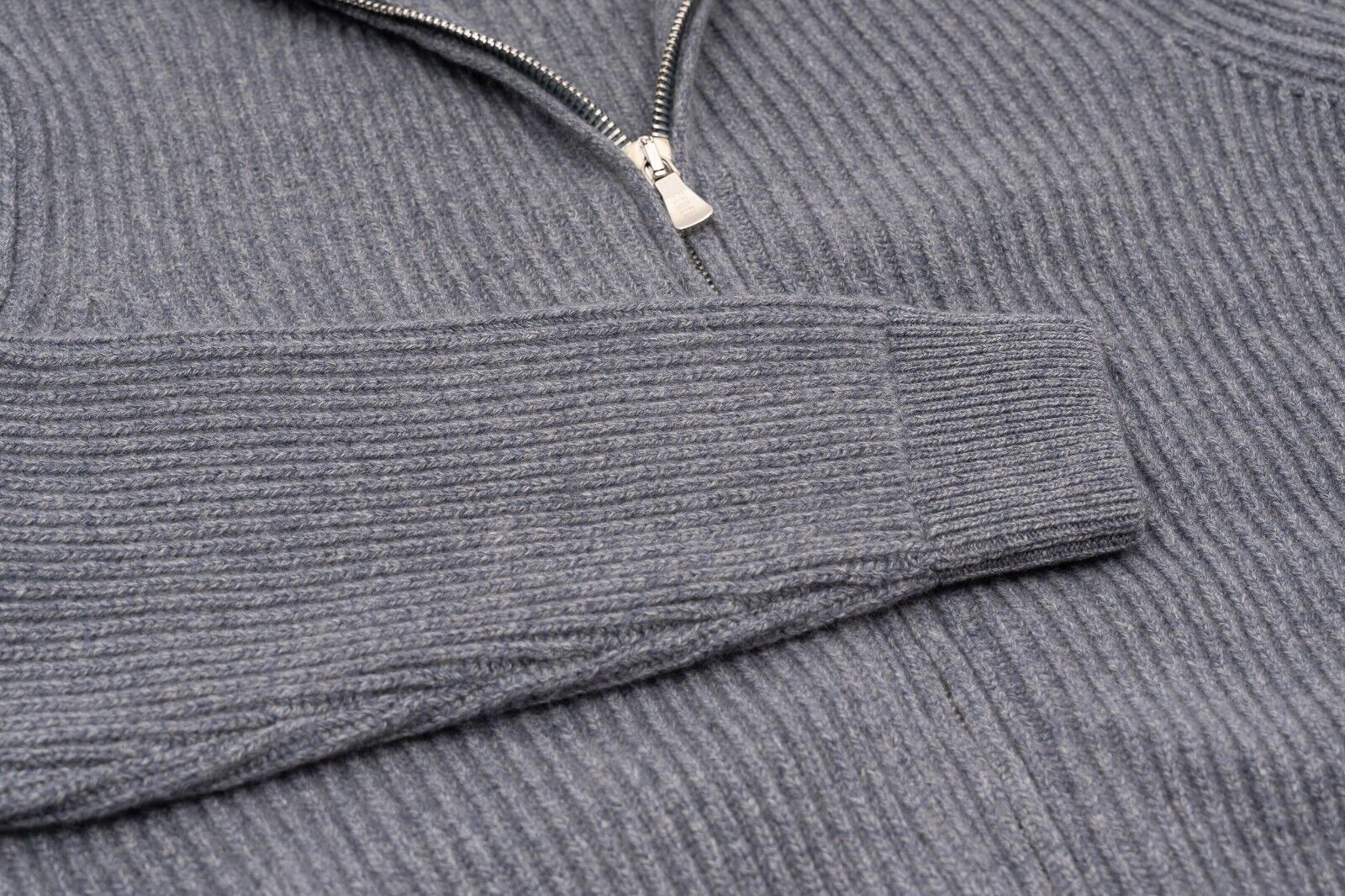 $2200 FEDELI Gray / Blue Cardigan Jacket Zip 100% Cashmere Malfilè 40 US / 50 EU