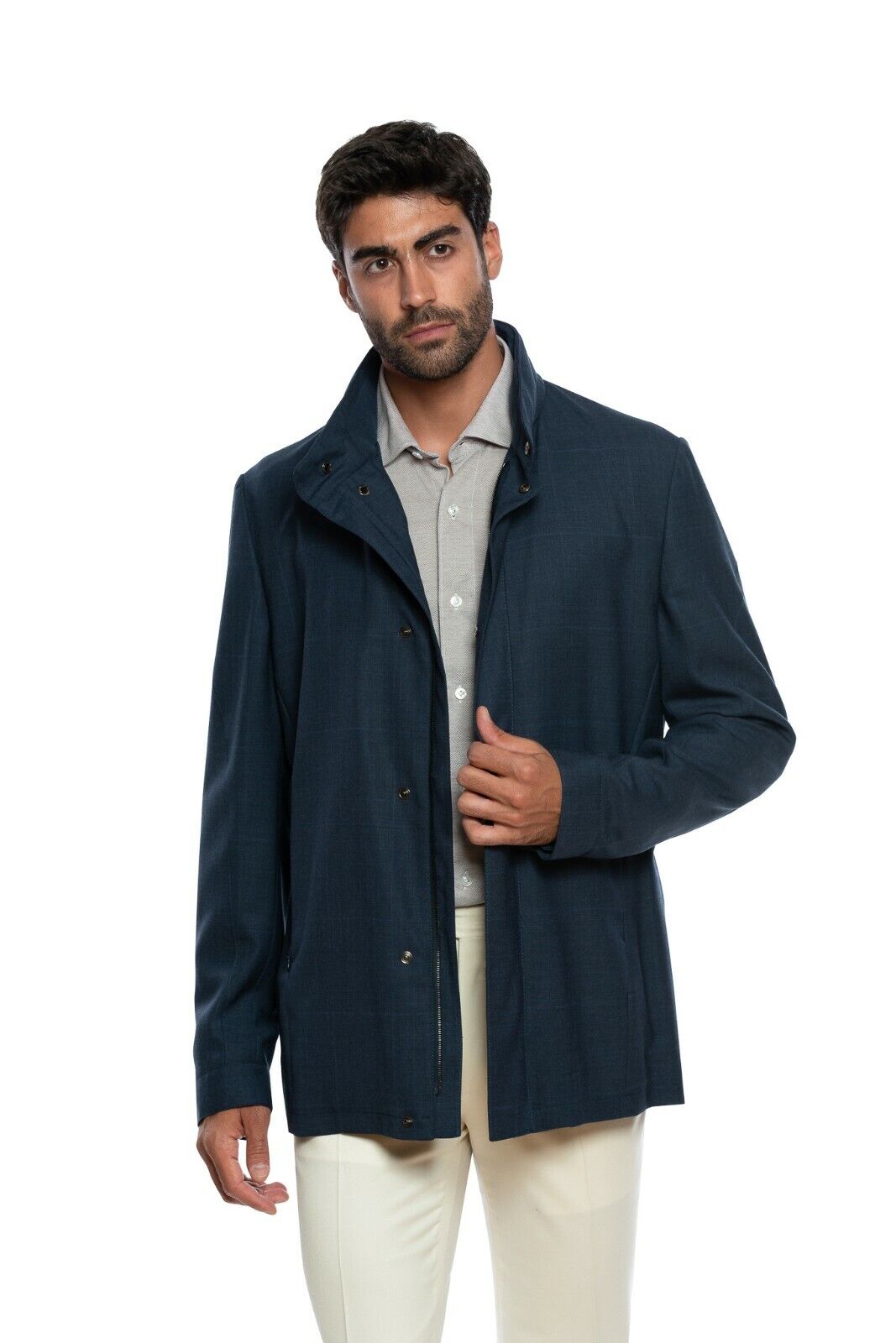 980$ CORNELIANI Coat Travel Jacket Outwear Blue Delight Wool Savor 40 US / 50 EU