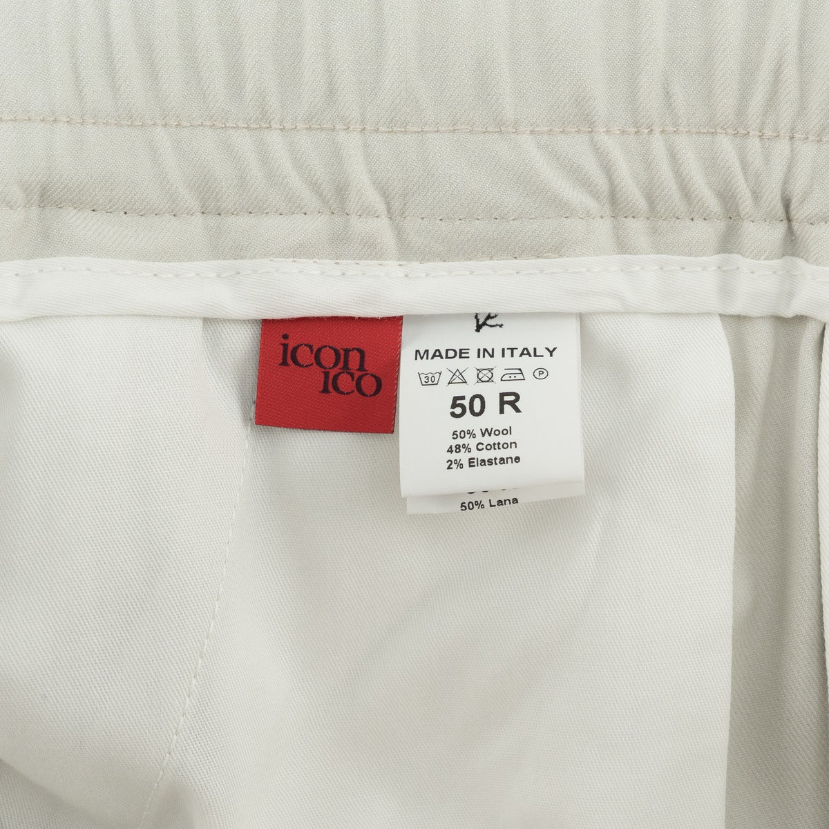 1350$ ISAIA NAPOLI Light Beige Drawstring Pant Cotton Wool Slim 34 US / 50 EU