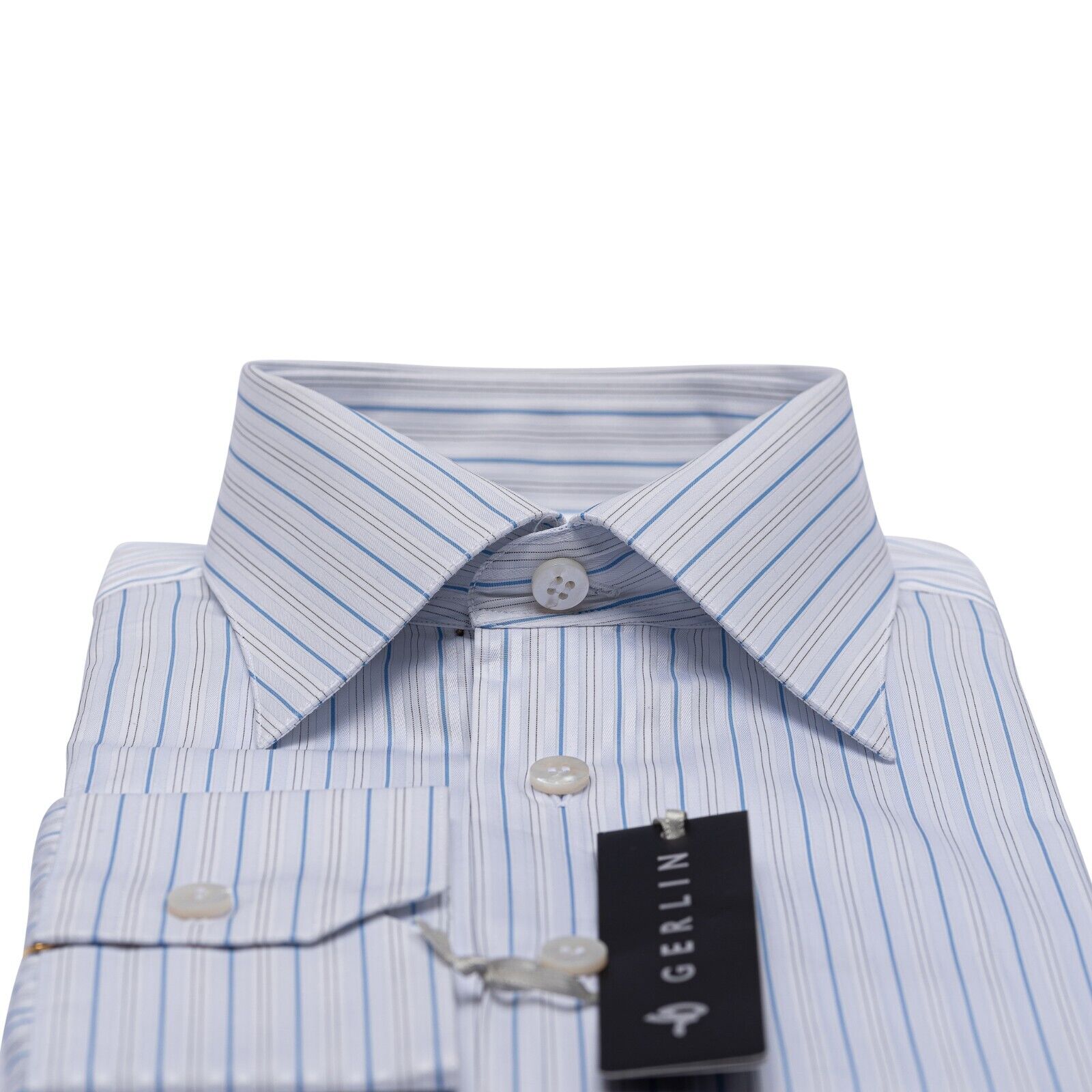 690$ LUXURY GERLIN Shirt Light Blue ALUMO Cotton 16 - 41 4F BIJAN