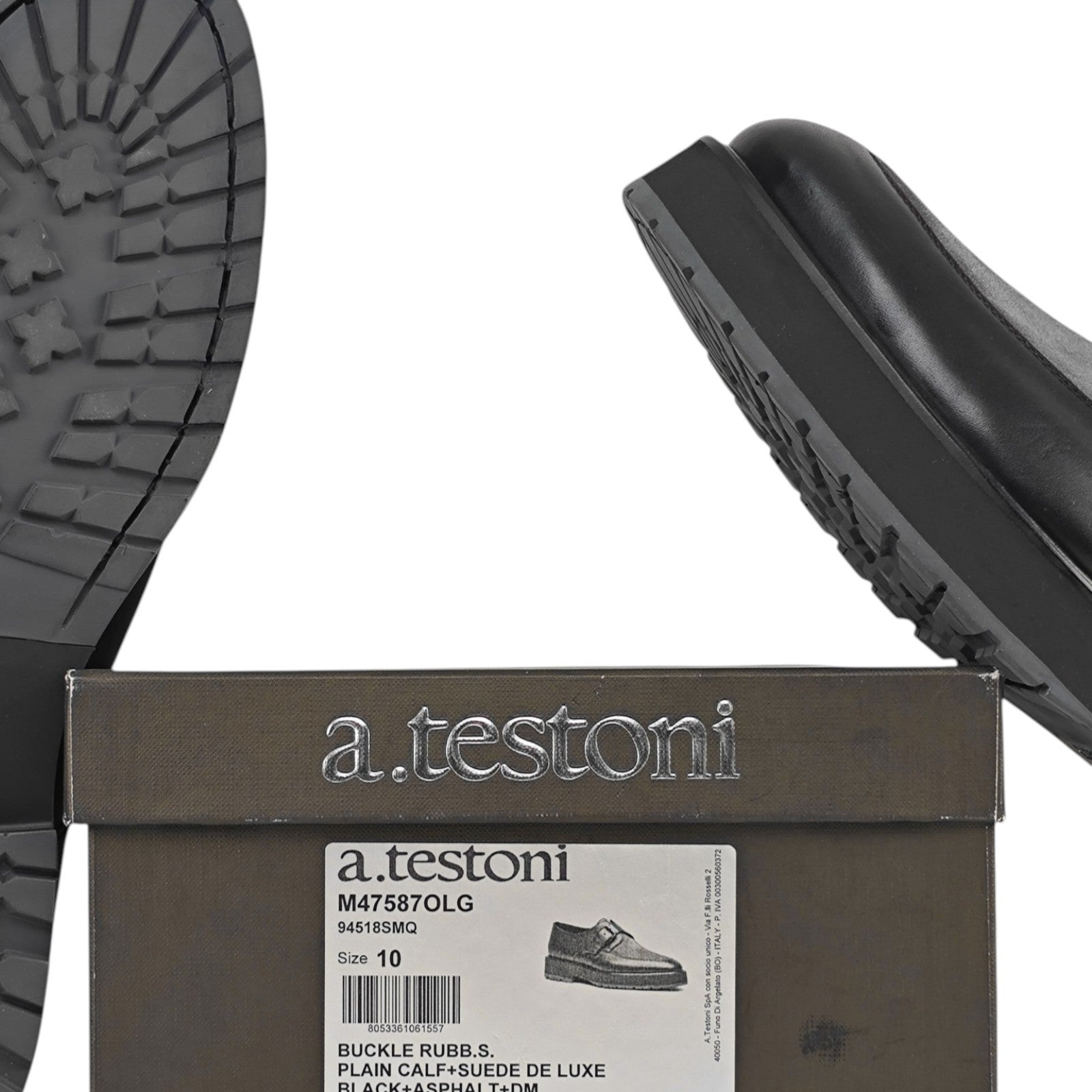 1200$ TESTONI Monk Shoes Buckle Black Lux Calf + Suede 10 UK / 11 US / 44 IT