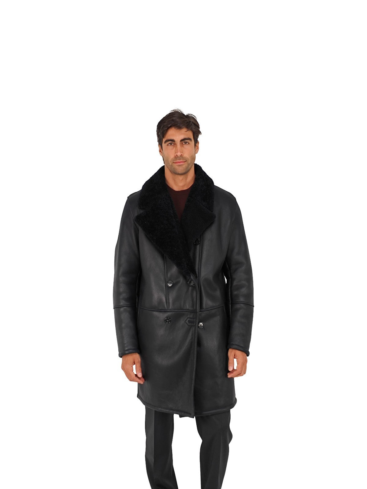 7400$ ISAIA NAPOLI Blue Midnight Shearling Coat 100% Lambskin 44 US / 54 EU
