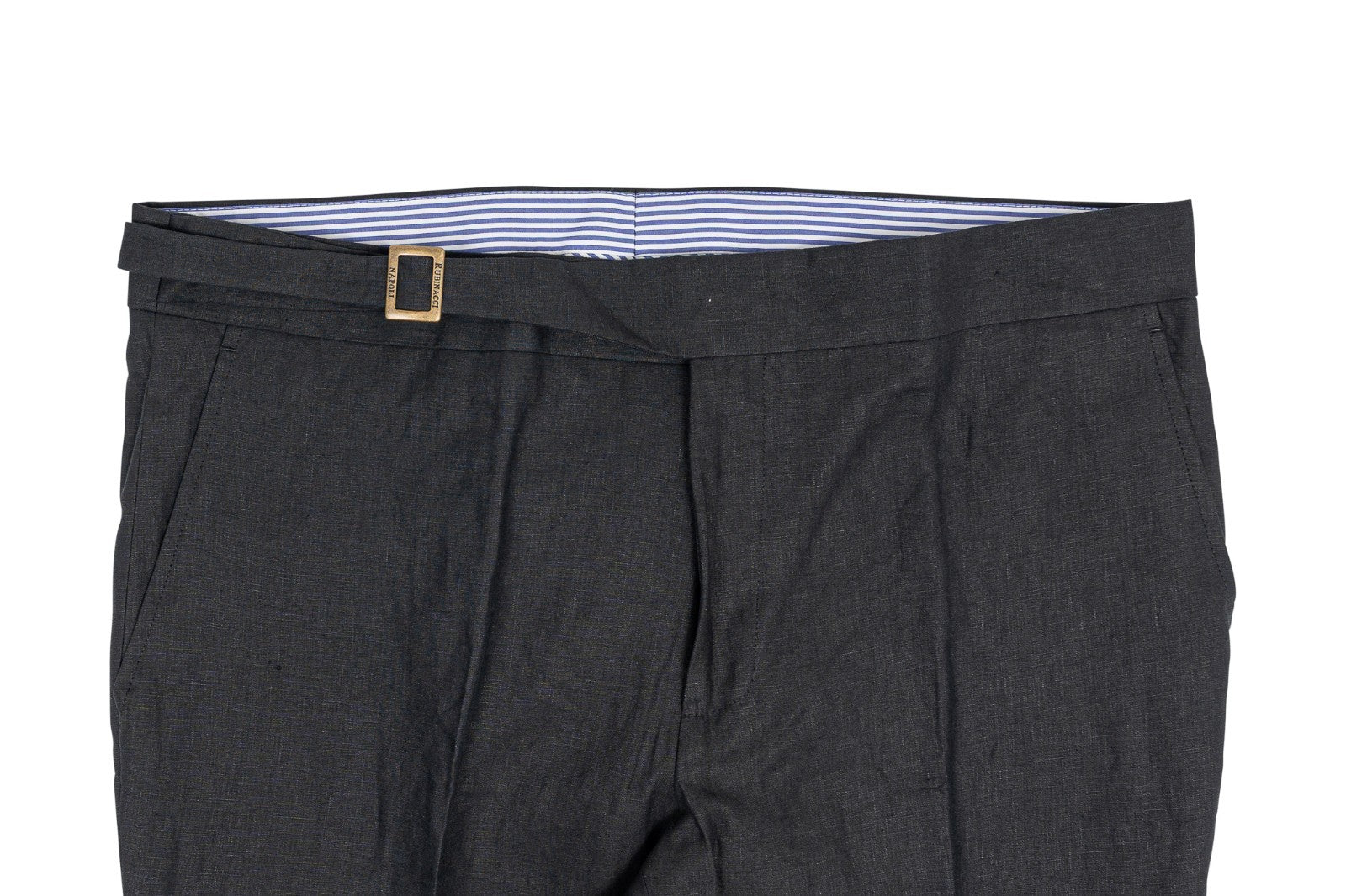 670$ RUBINACCI NAPOLI "Genny" Black 100% Linen Trouser Pant 40 US / 56 EU
