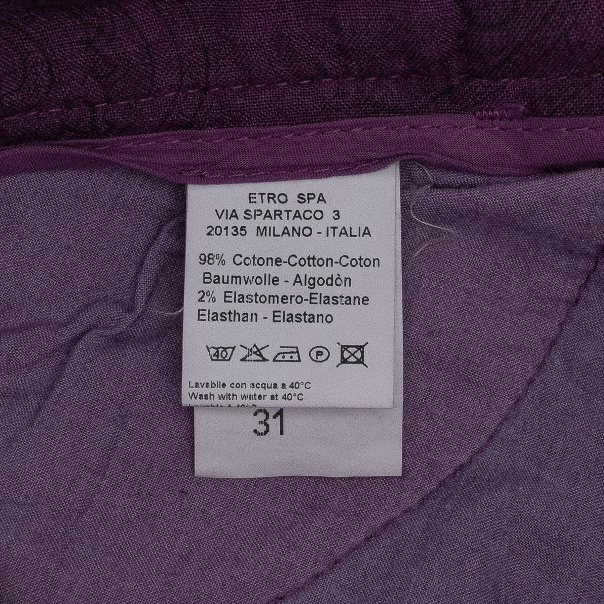 850$ ETRO MILANO Washed Purple Cotton Denim Pant Straight Fit - Made in Italy