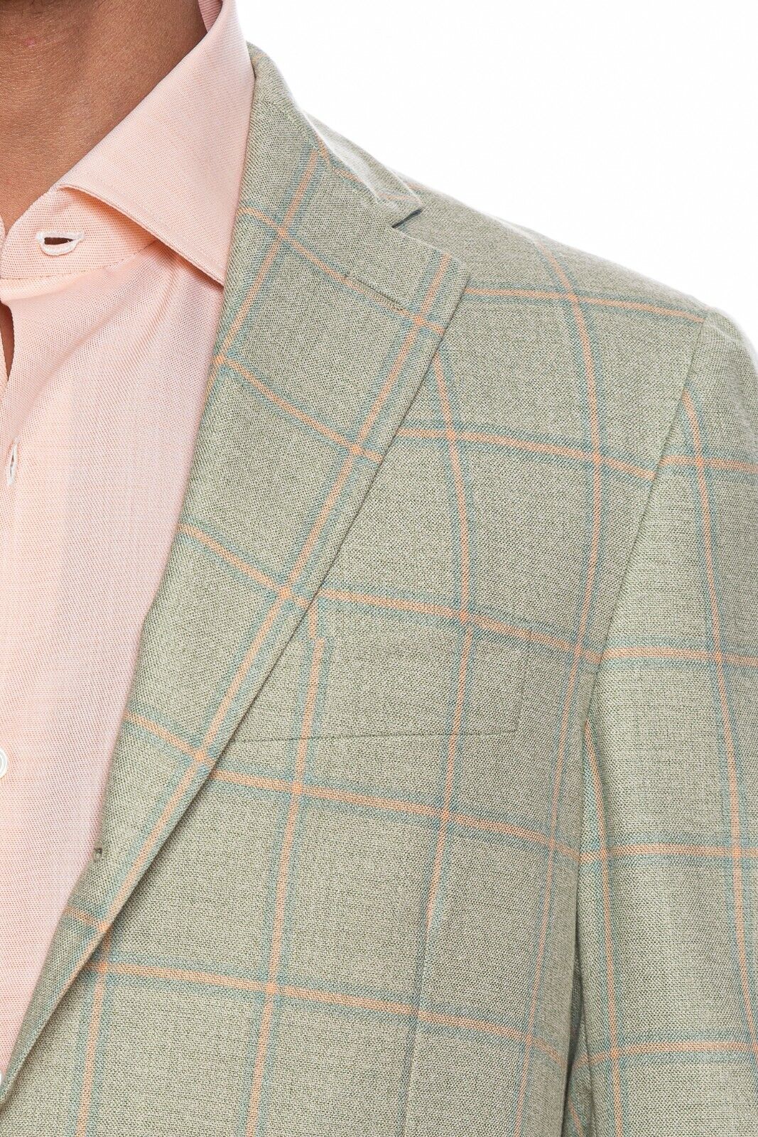 2550$ BELVEST Windowpane Jacket Cashmere Checks Light Green 40 US / 50 EU 7 R
