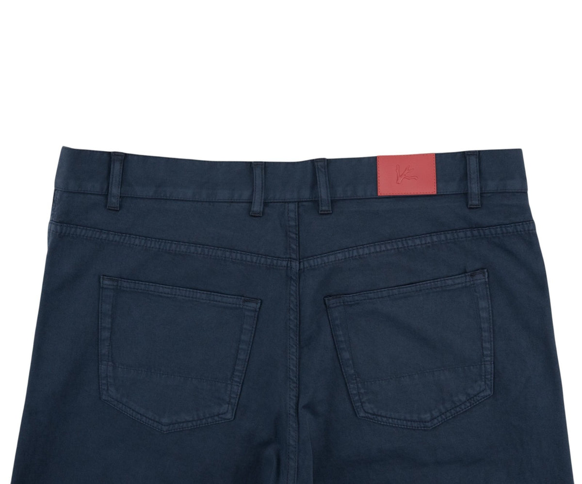925$ ISAIA NAPOLI "Chiaia" Blue Chino Sport Pant Cotton Cashmere - Leather Tag