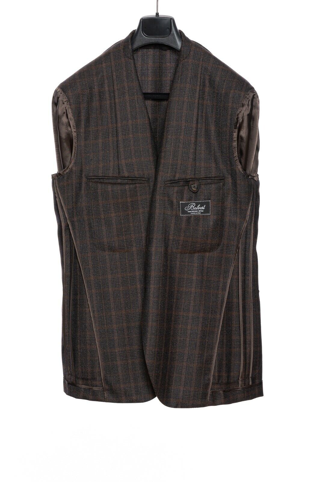 $2290 BELVEST Dark Brown Check Wool Jacket 44 US / 54 EU Drop 7R F/W 2018