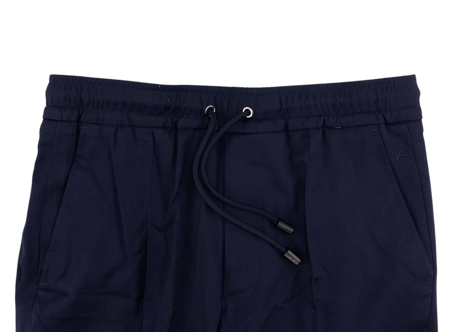 1350$ ISAIA NAPOLI Blue Navy Sartorial Drawstring Pant Wool Slim Tapered Fit