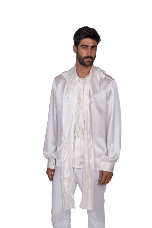 1800$ RARE!! GERLIN "VICTORIAN" Shirt 100% Satin Silk Size M - BIJAN