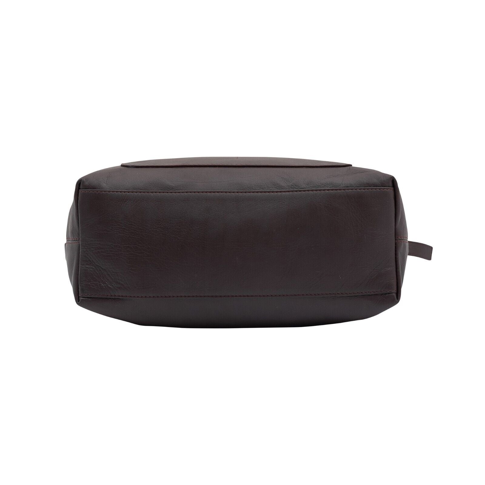 $2300 ISAIA NAPOLI Messenger Bag / Shoulder Bag Dark Brown Full Grain Leather