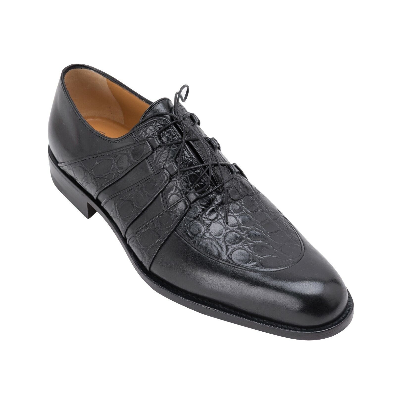 $1550 Testoni Bologna GOODYEAR BOLOGNESE Derby Shoes Genuine Crocodile + Calf