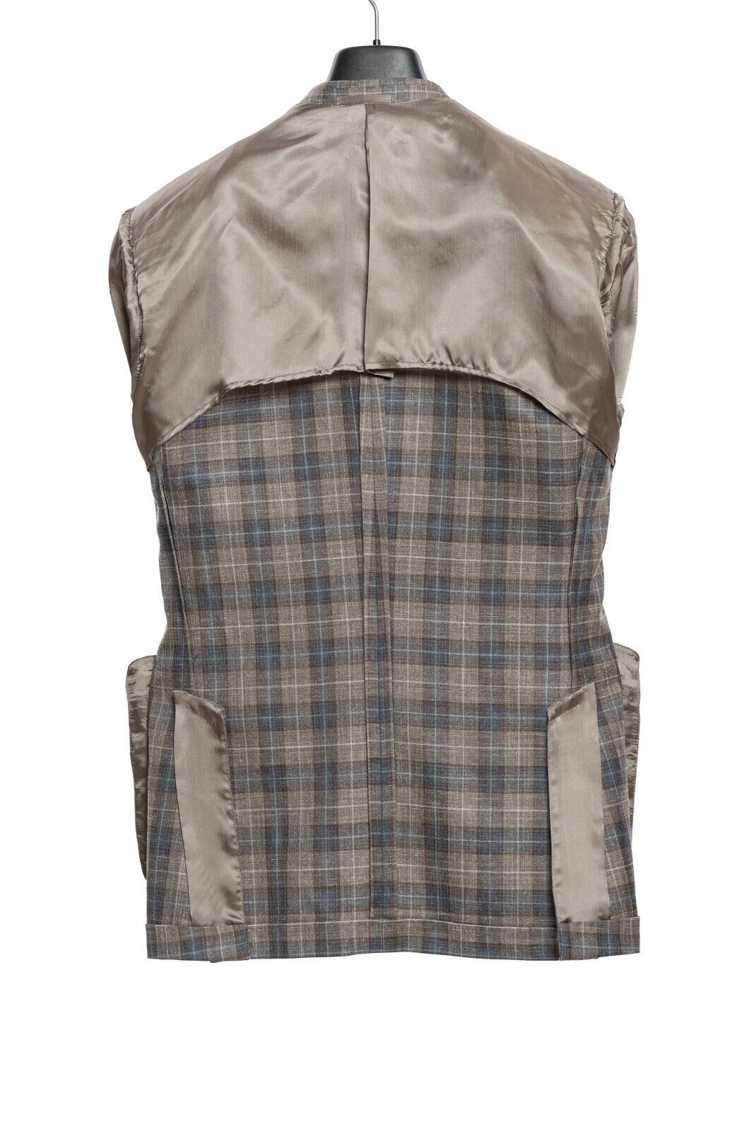 $3190 Belvest Checks Brown Suit Wool Silk Linen 40 US / 50 EU 8R Slim Fit