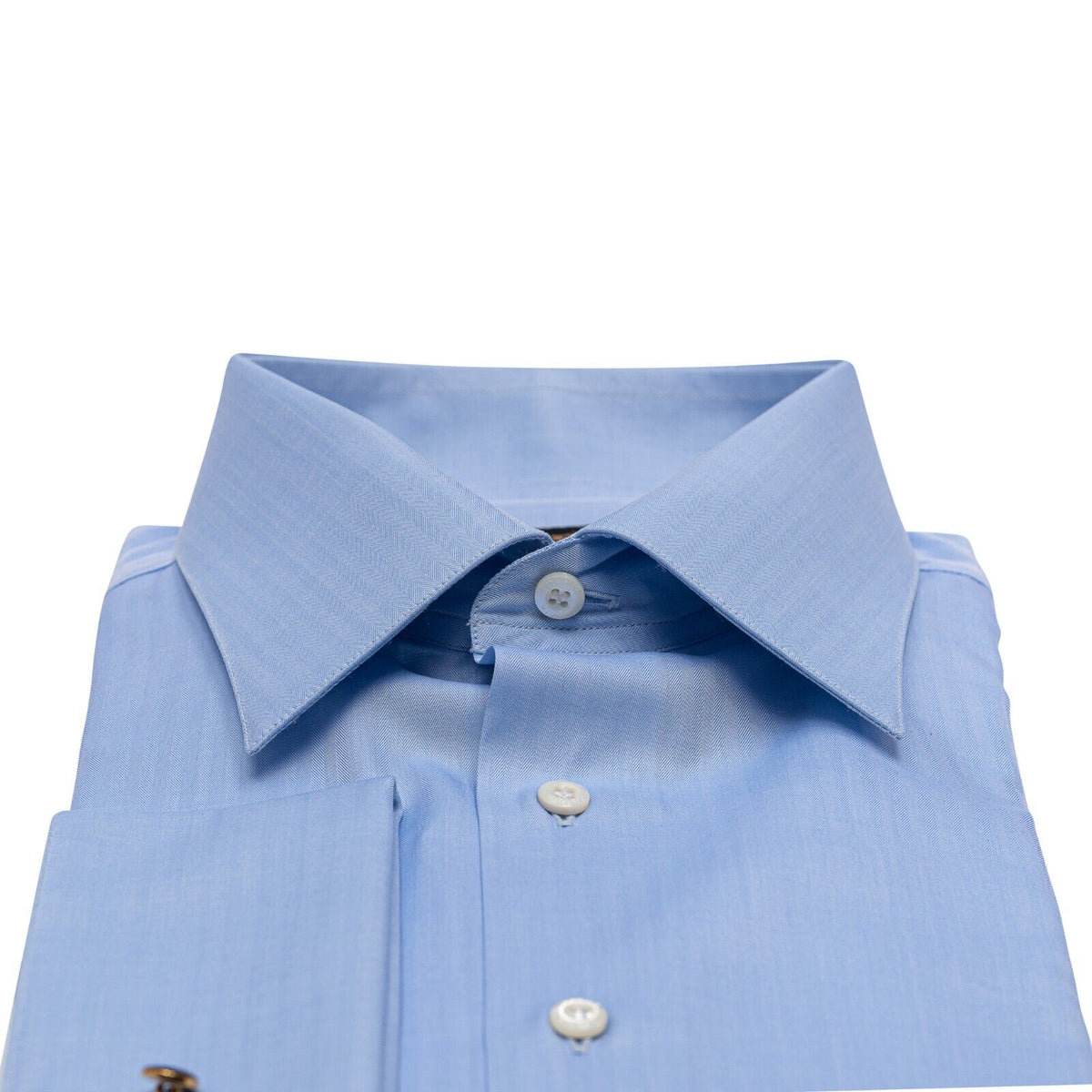 690$ LUXURY GERLIN Shirt French Cuffs Blue Fine Cotton 1G ZILLI