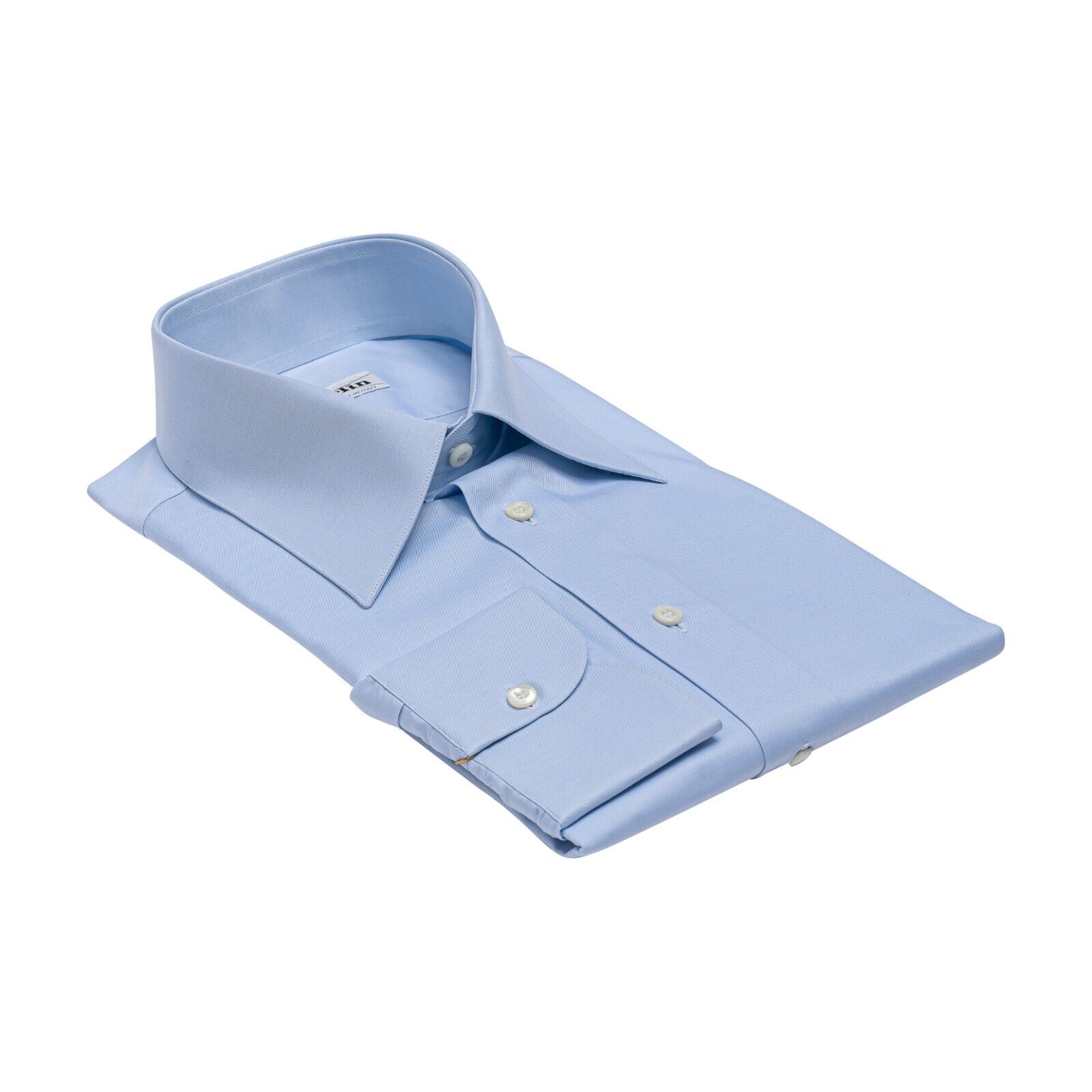 690$ LUXURY GERLIN Shirt Blue Point Collar Fine Cotton 1AH ZILLI