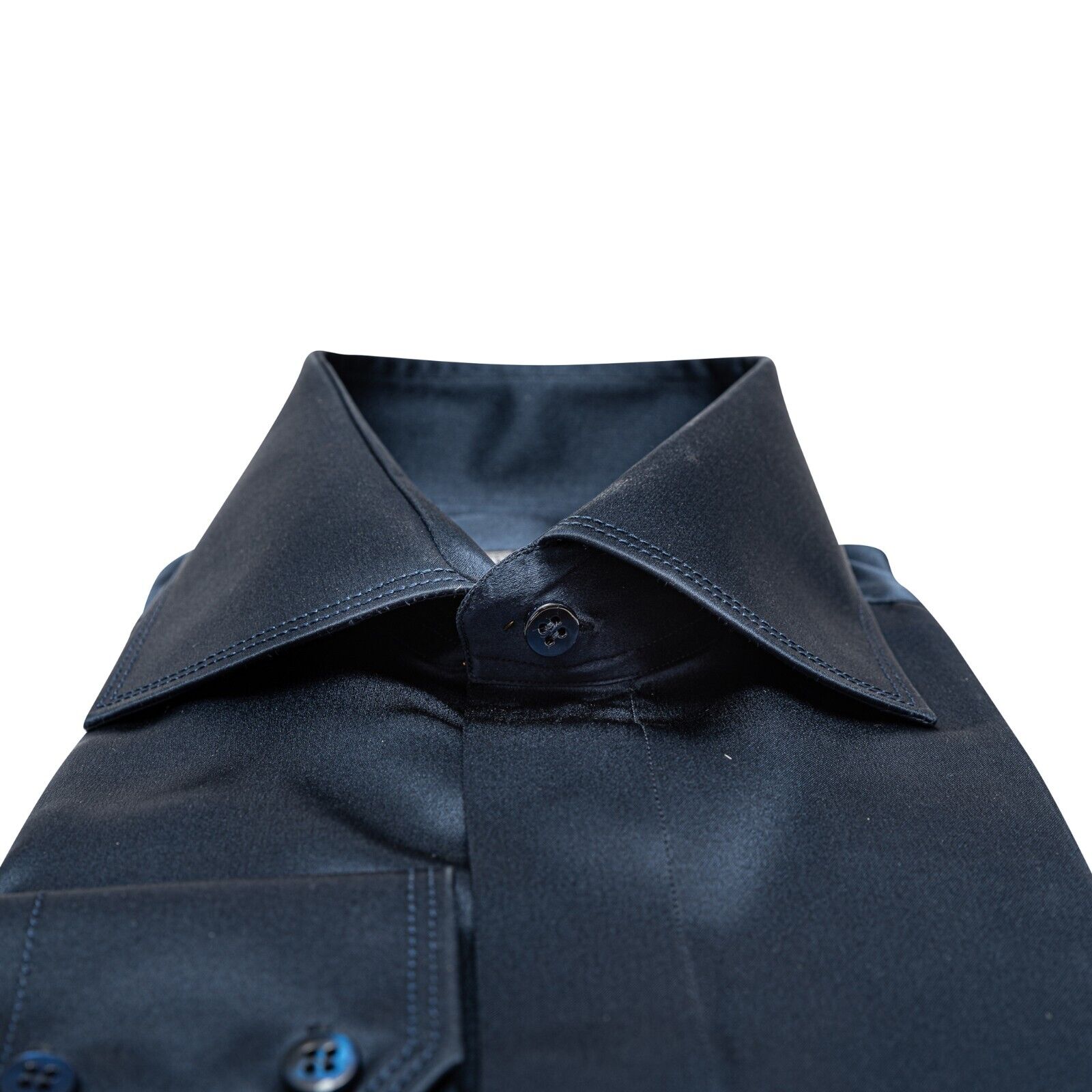 ITALIAN 1400$ TAKE SIX by Gerlin Shirt Blue 100% Satin Silk ZILLI