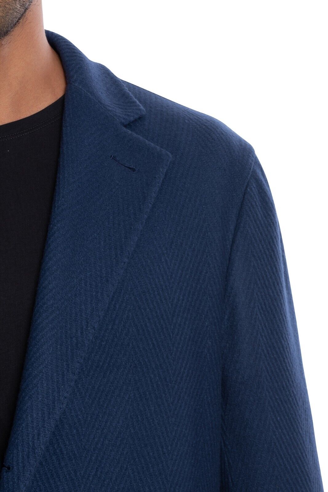 $1950 BOGLIOLI MILANO Blue Overcoat Coat Wool Herringbone 38 US / 48 EU