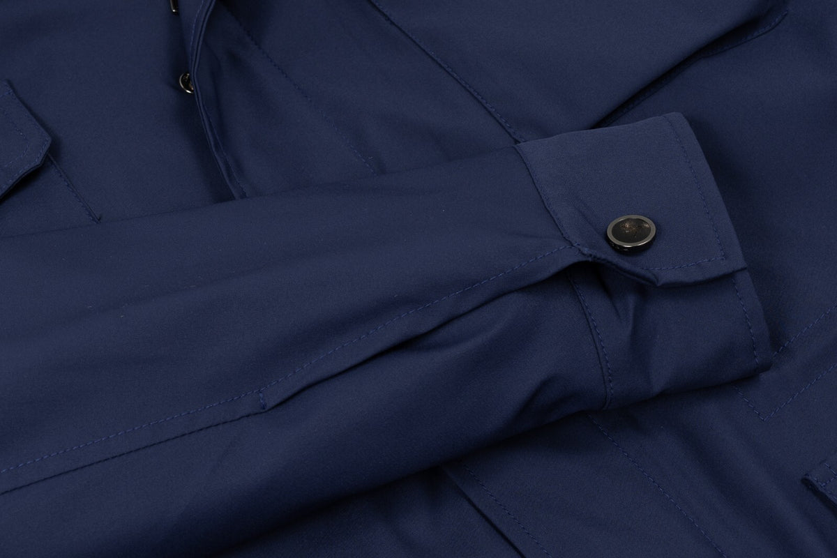 2800$ ISAIA NAPOLI Blue Field Jacket Techno Wool & Silk 38 US / 48 EU