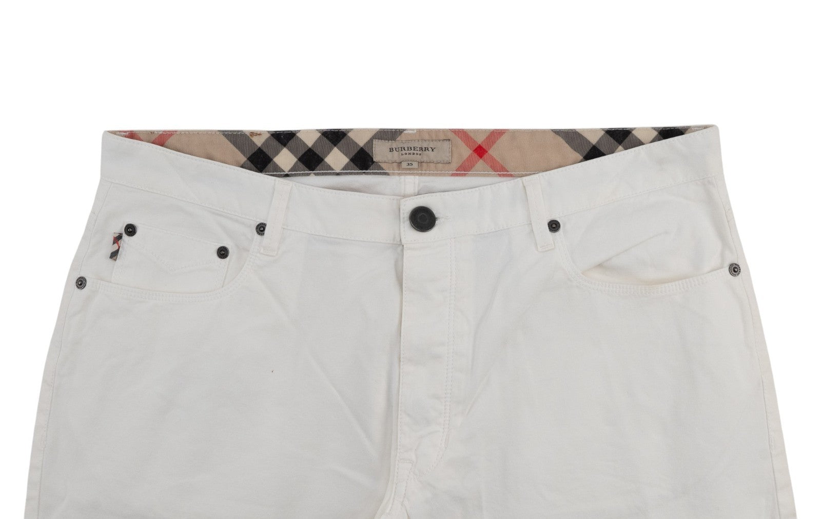 700$ BURBERRY White Pant 5 Pocket Chino Cotton Pant Slim 35 US 51 EU