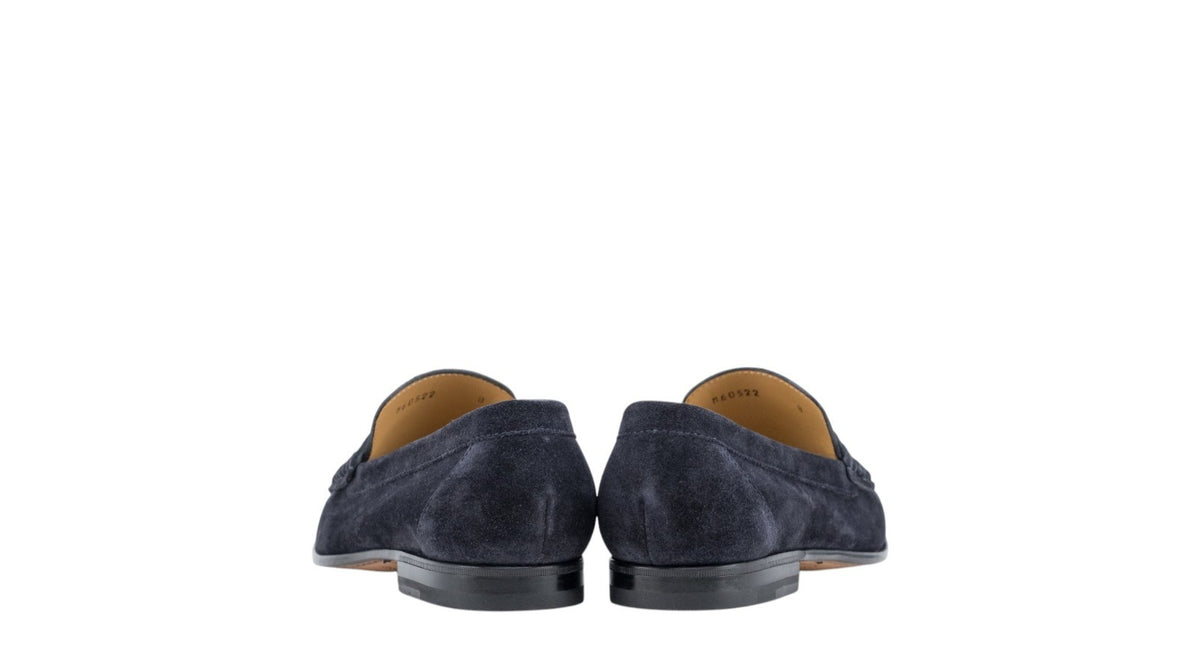 1200$ TESTONI "Bracciano" Unlined Loafer Suede Calf Navy 8 UK / 9 US / 42 IT