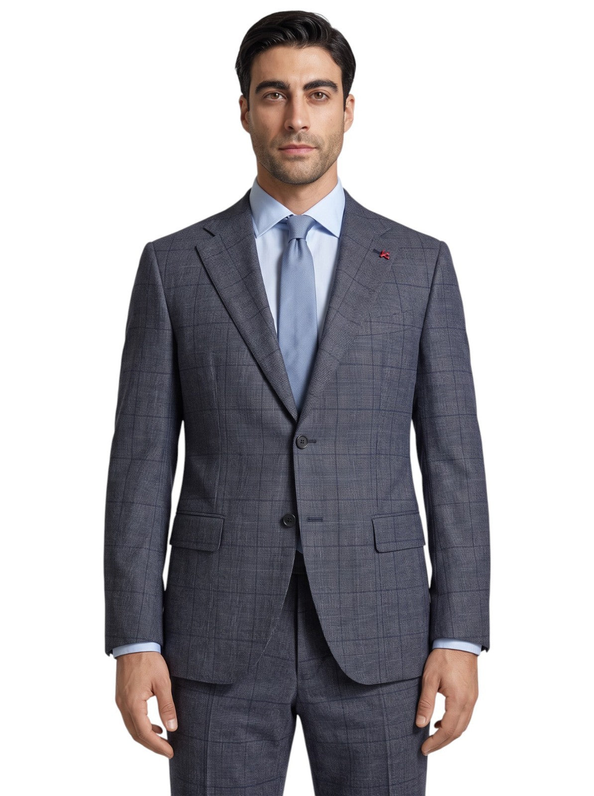 $6600 ISAIA "Sanita" Blue Suit Wool Glen Plaid Comfort Project 44 US / 54 EU 7R