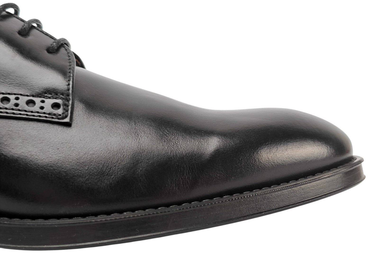 1200$ TESTONI Bologna Derby Shoes Black Calf 8 UK / 9 US / 42 IT
