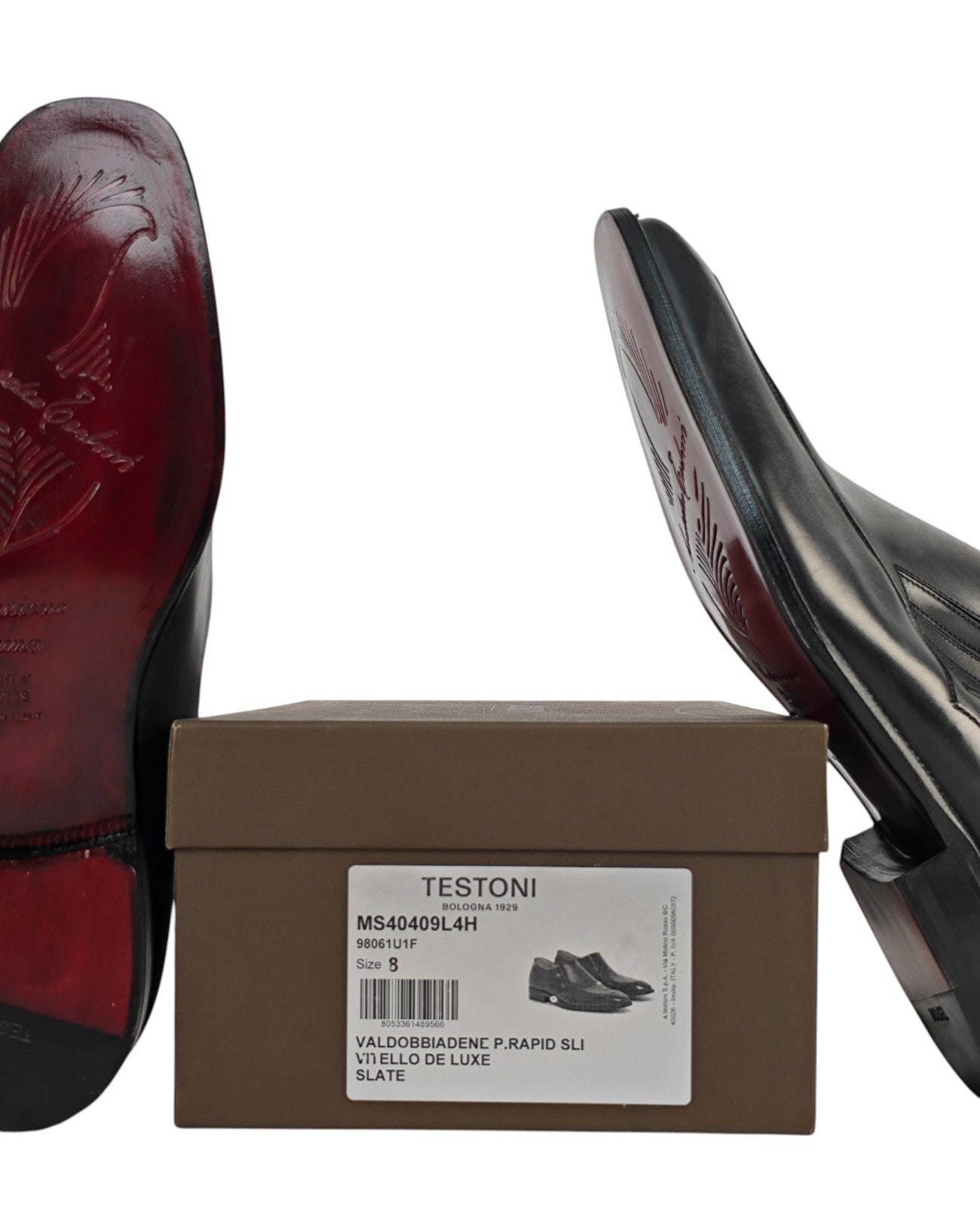1300$ TESTONI "PIUMA GOODYEAR" Slipon Shoes Gray Slate 8 UK / 9 US / 42 IT