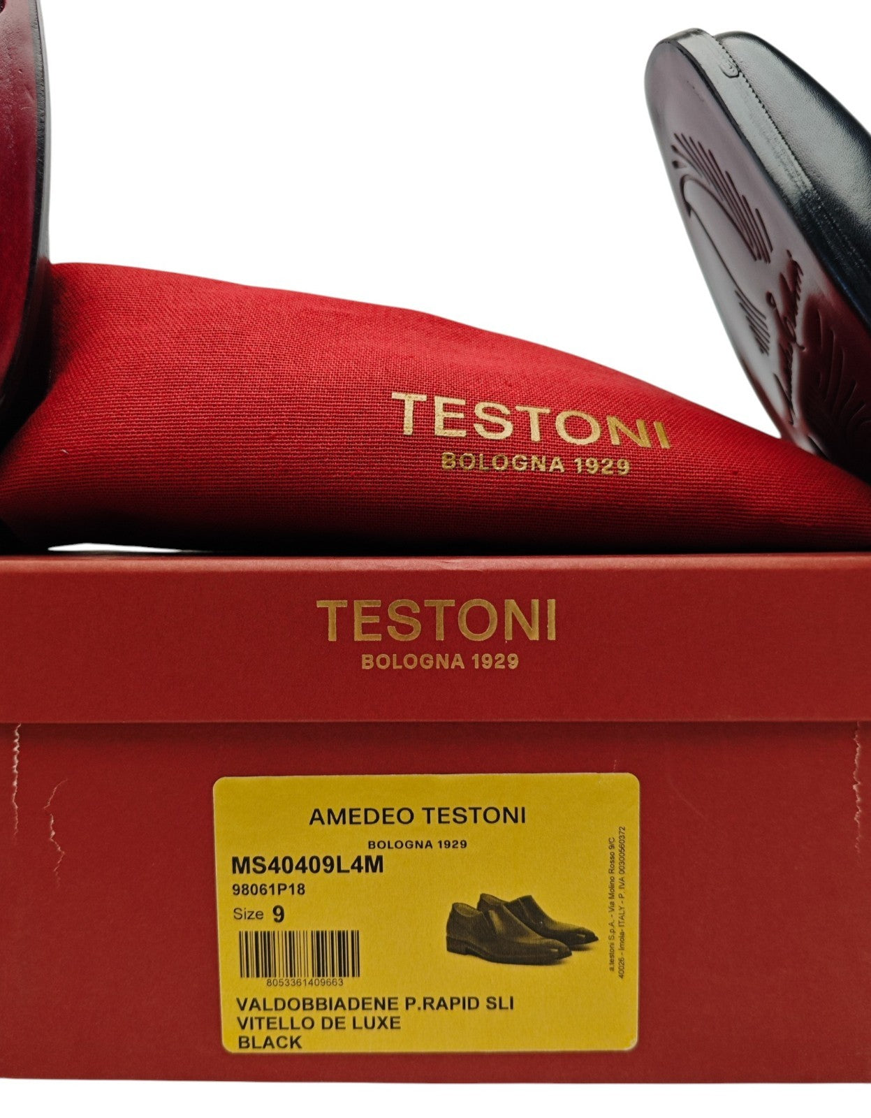 1450$ TESTONI "Valdobbiadene" SlipOn Shoes Black Lux Calf 9 UK / 10 US / 43 IT