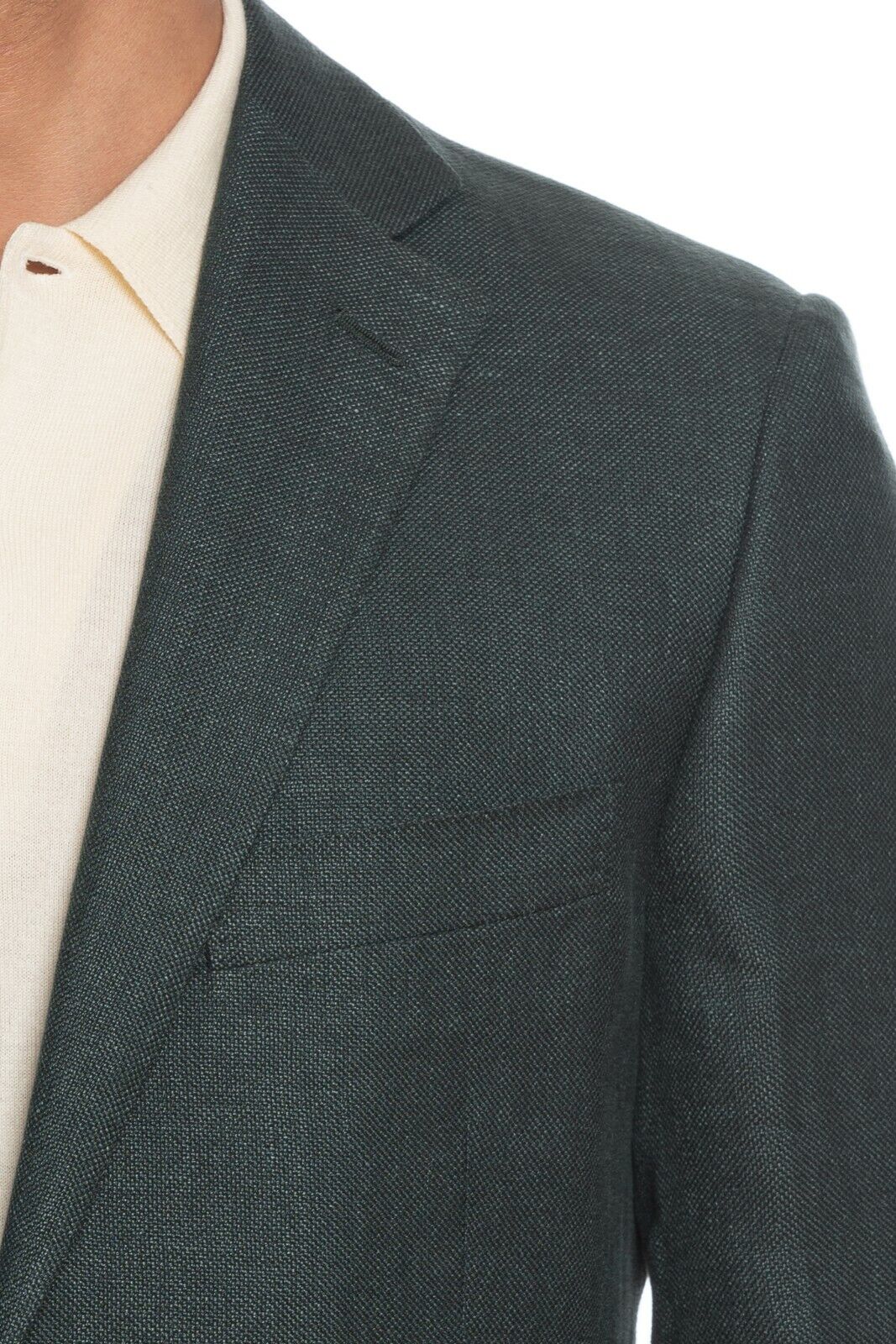 2180$ BELVEST Sartorial Jacket Solid Green Petroleum Linen Wool Silk Drop7 Short