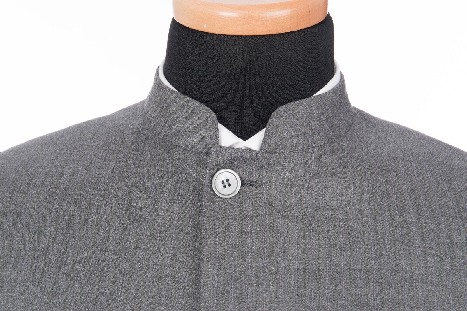 $7900 BIJAN Luxury Gray Wool Silk Nehru Jacket Hand-Sewn in Italy 38 US / 48 EU