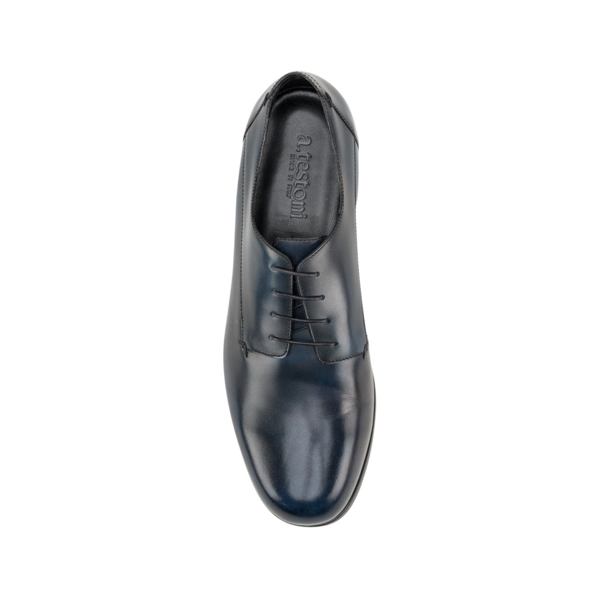 1200$ TESTONI Derby Shoes Grain Brushed Calf Blue Navy 8 UK / 9 US / 42 IT